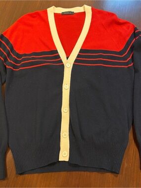 Prada Navy, Red & Cream Stripe Cardigan